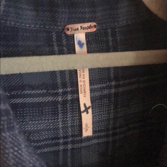 NWOT Free People embellished blue flannel top - Picture 6 of 8